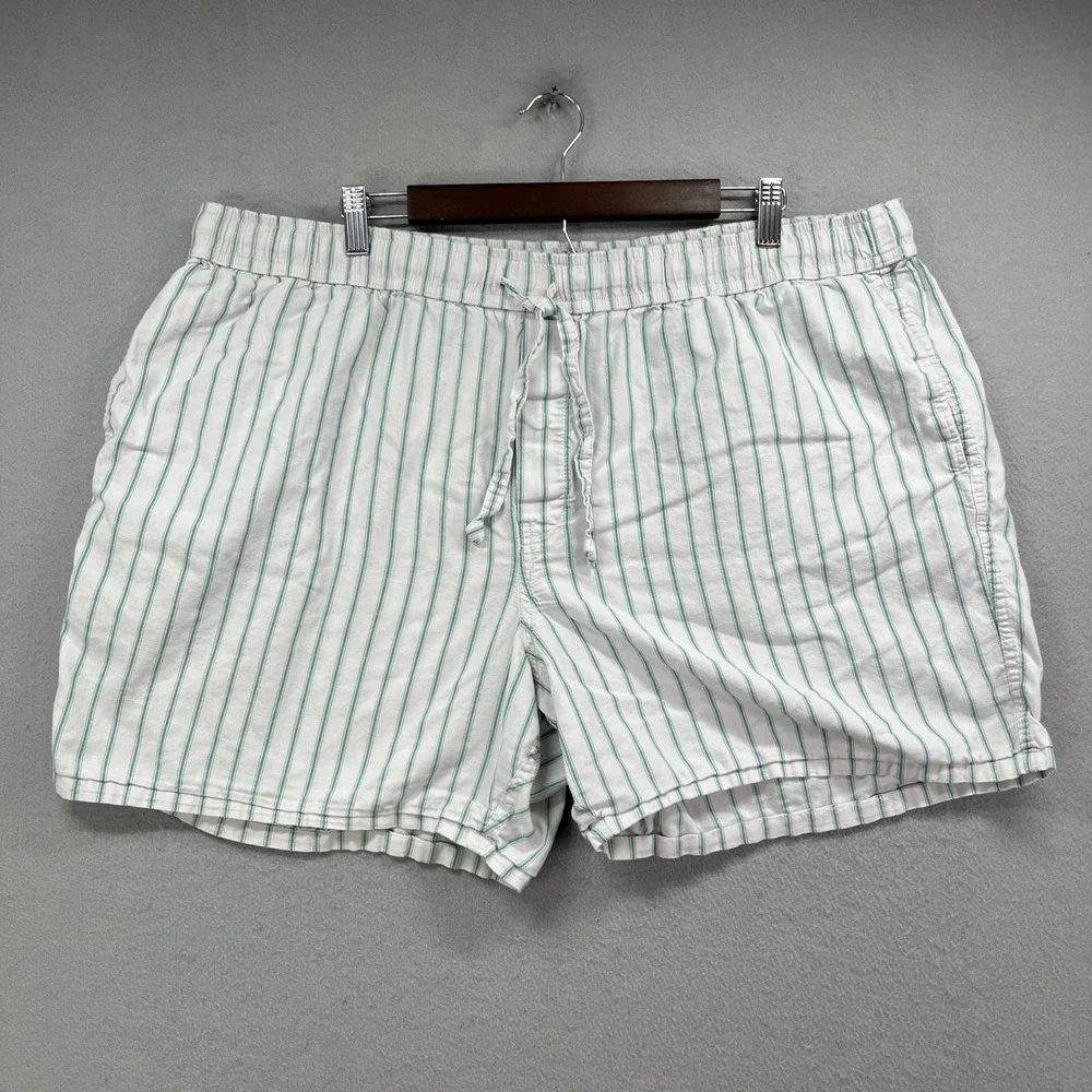 J Crew Pull On Shorts Mens XXL Red White Striped Cotton Preppy Oxford Lounge
